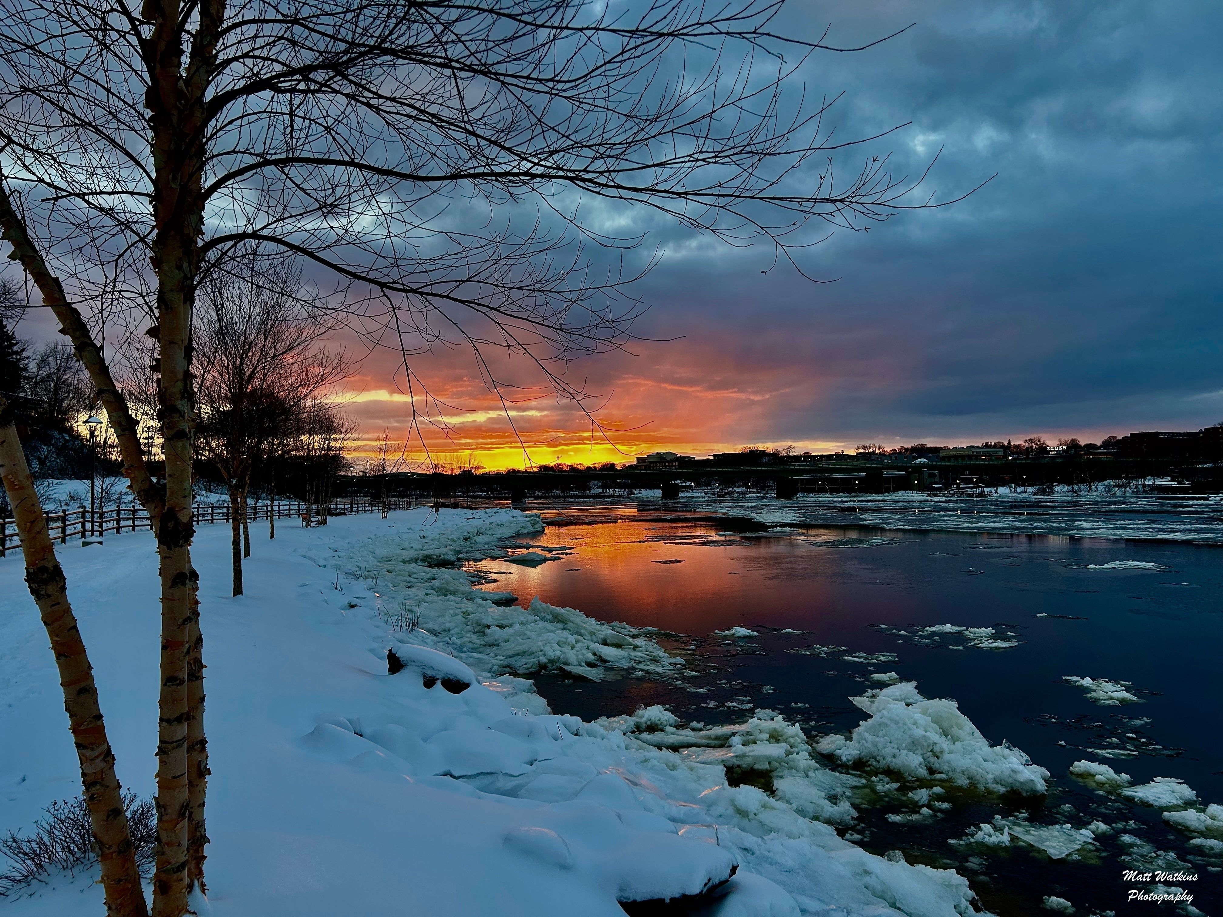 Sunset photo taken in Brewer, Maine on the waterfront