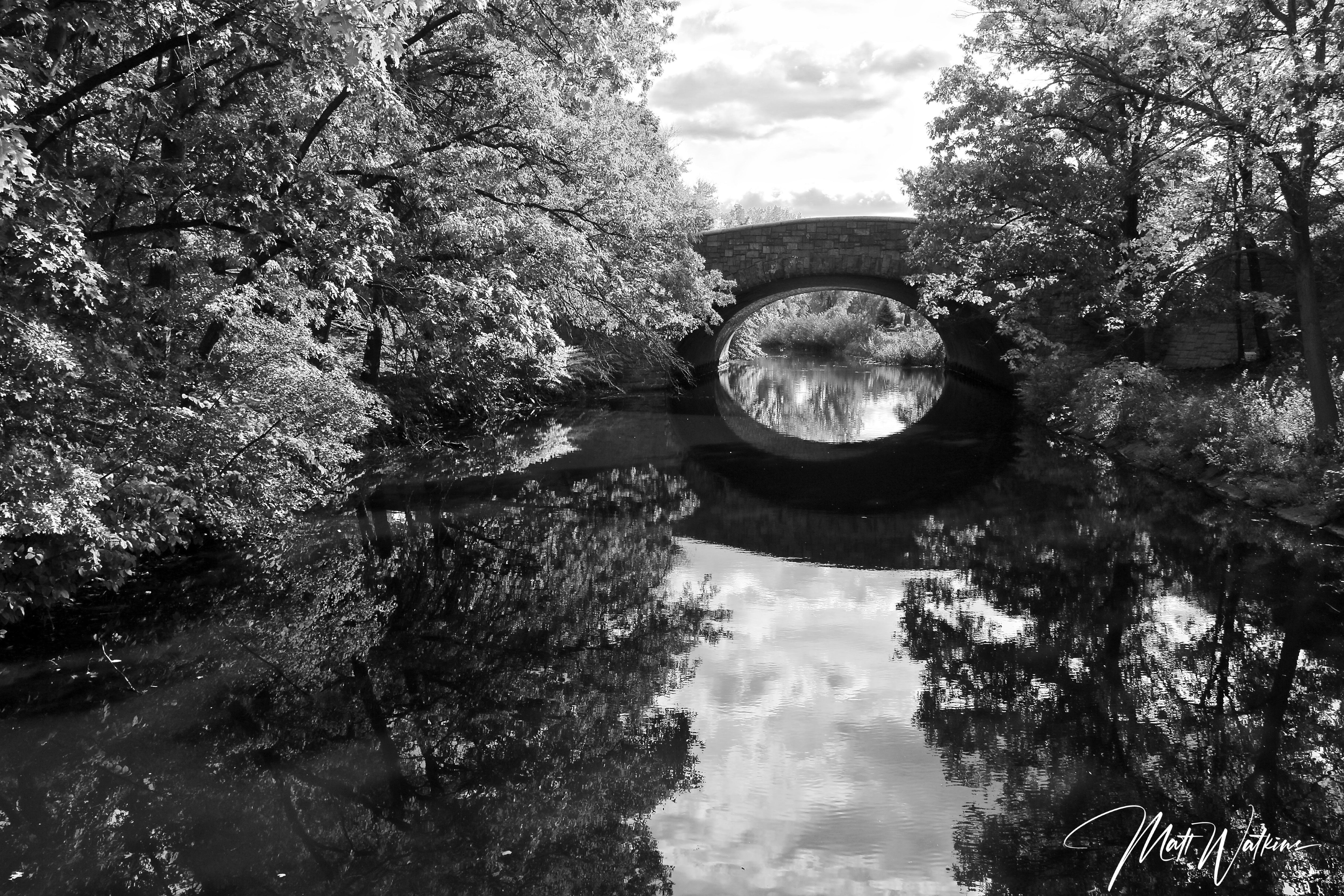 Boston bridge in black and white with reflection