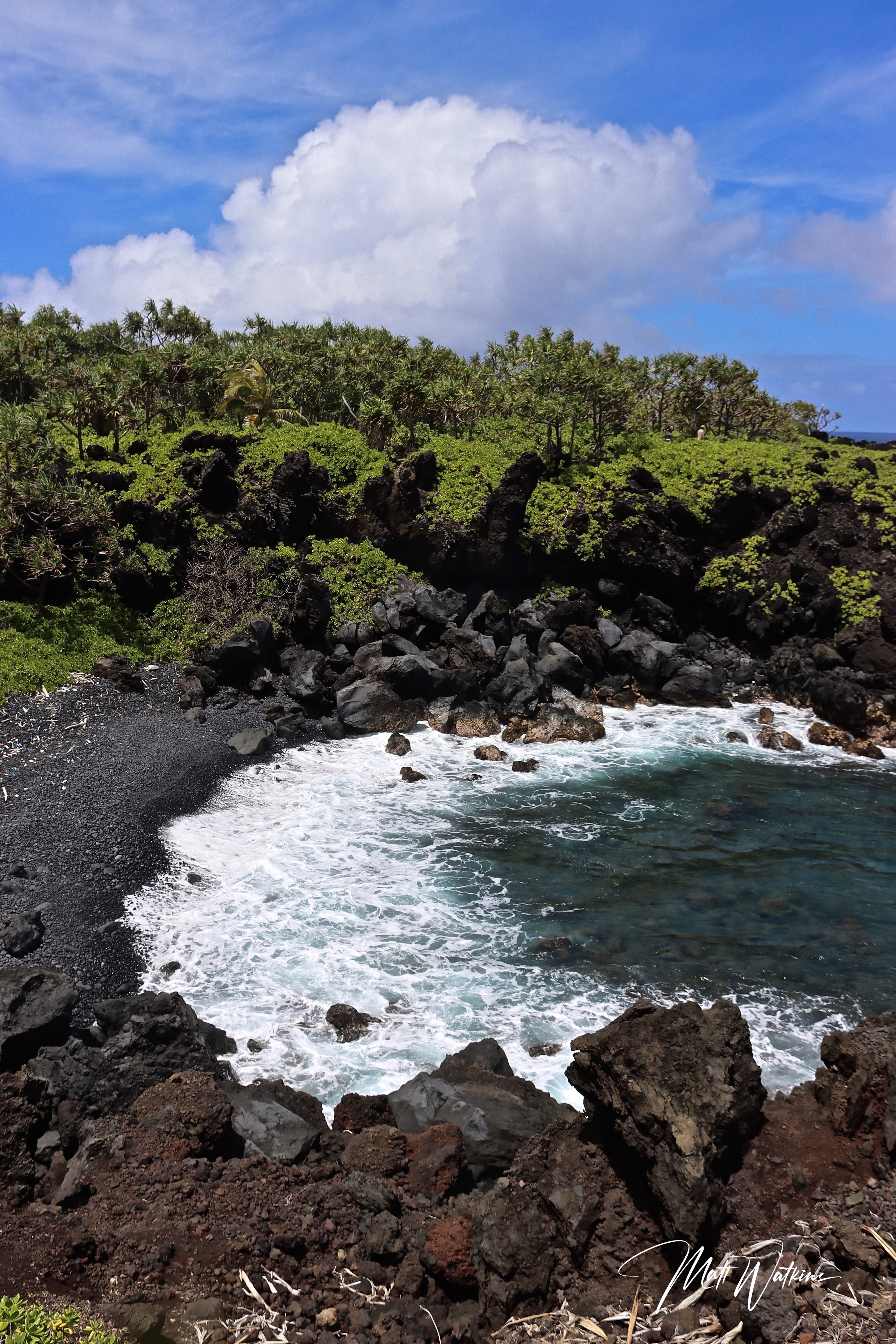 Maui, Hawaii black sand beach print