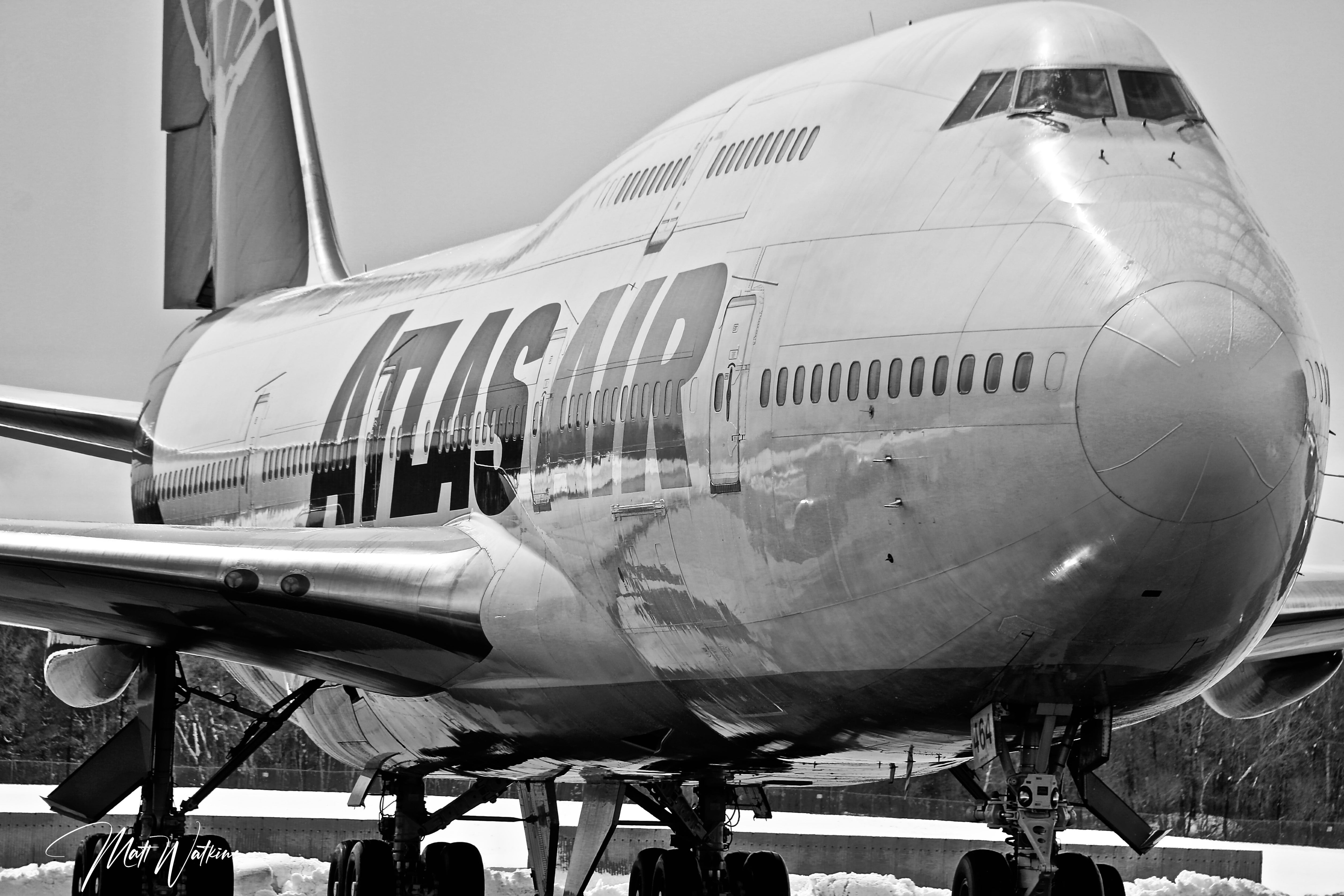 Boeing 747 at Bangor International Airport in April 2020