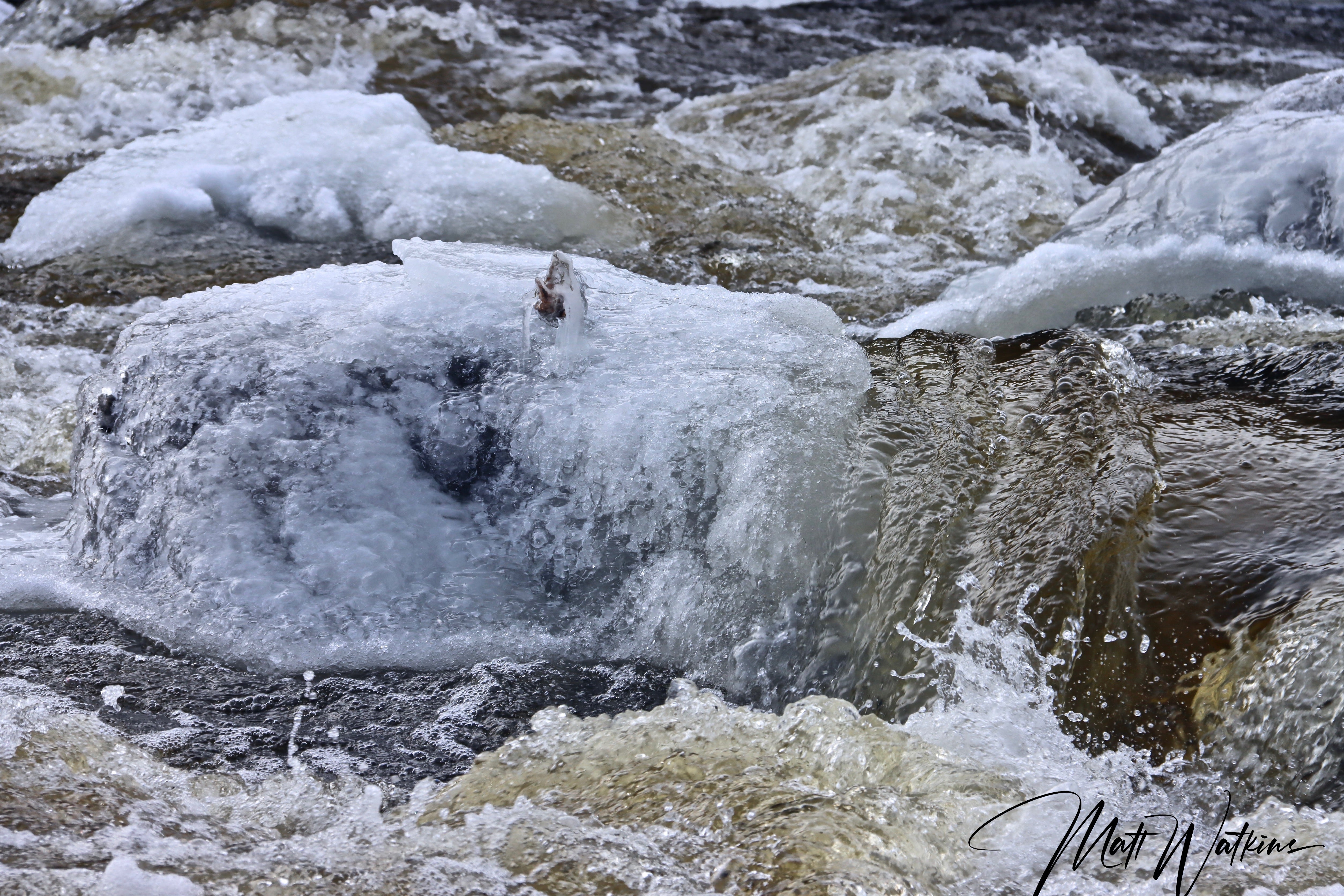 Kenduskeag Stream in Bangor, Maine on cold winter day