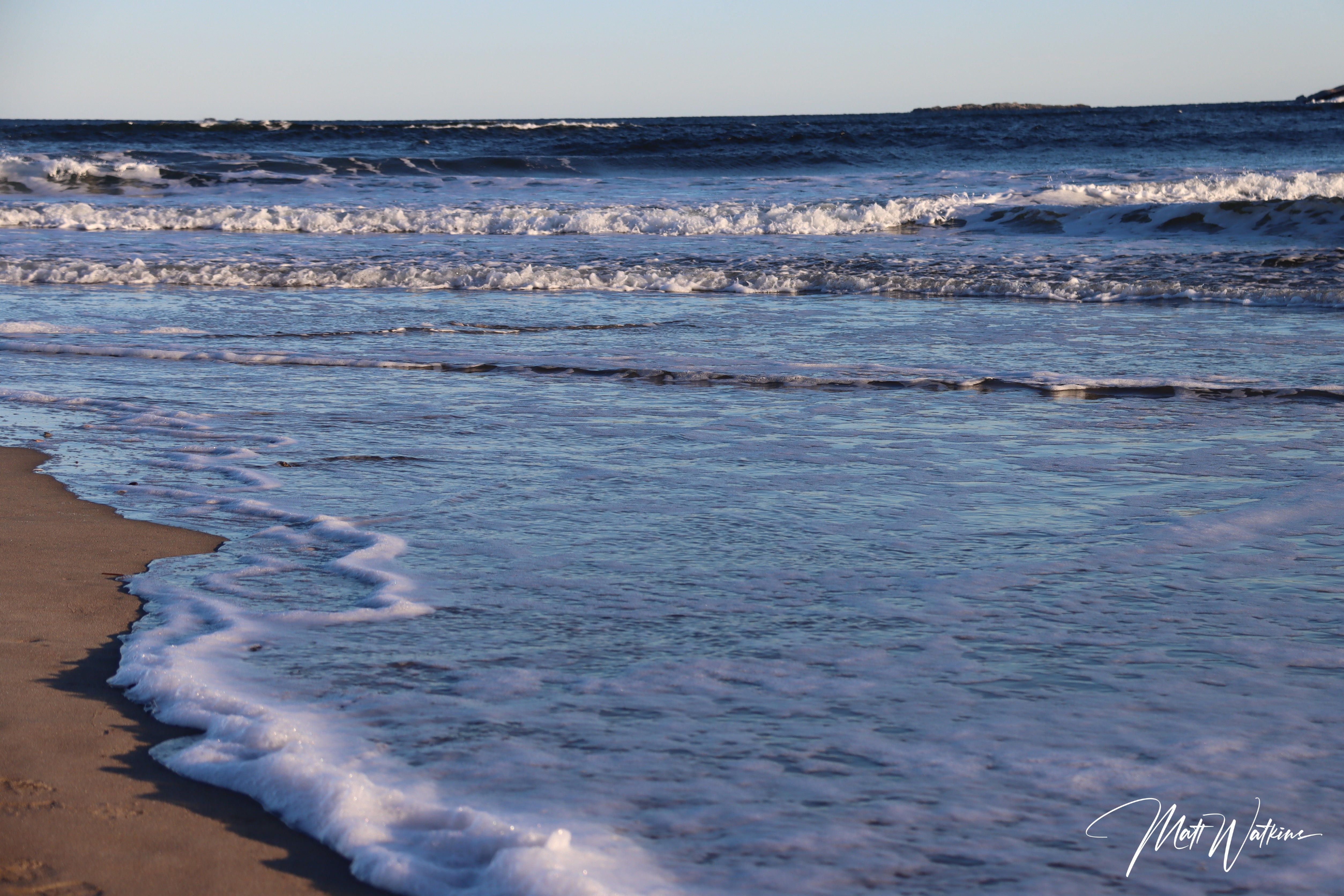 Popham Beach, Maine on cold winter day.